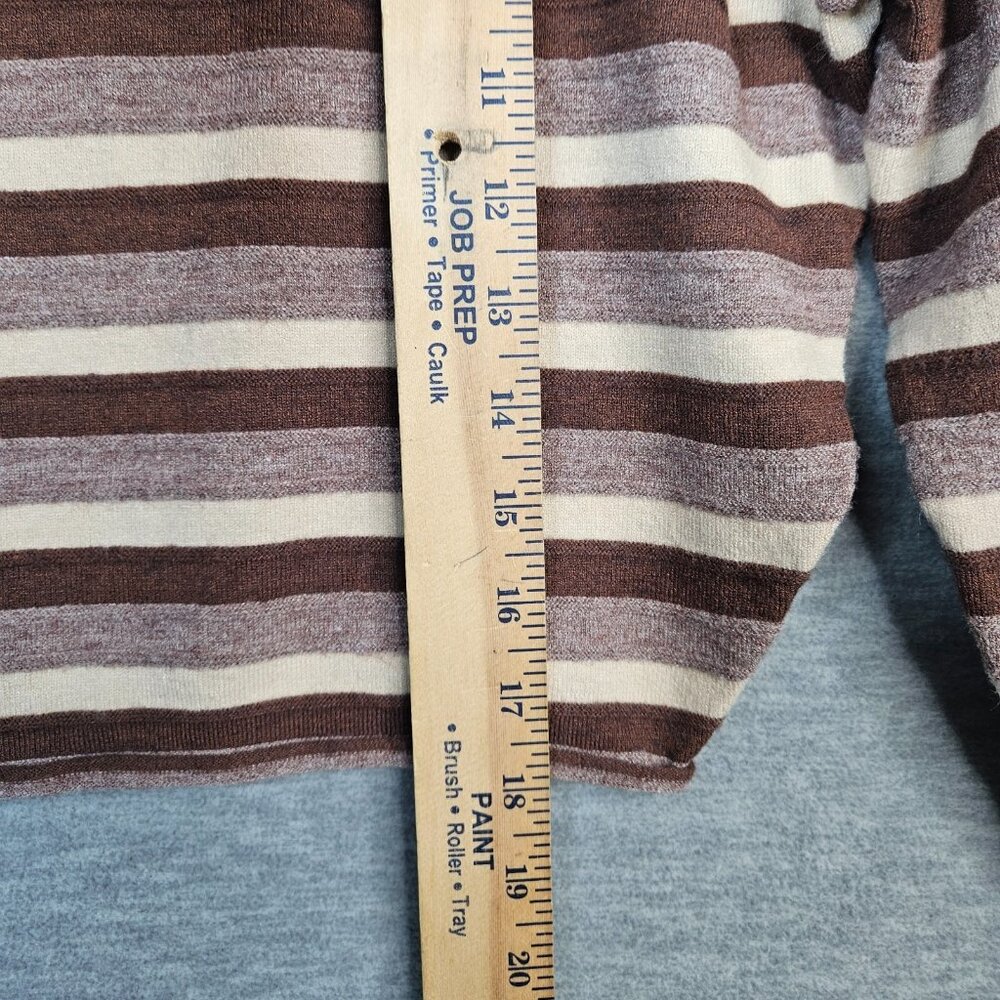 KERISMA Women's Brown ivory Striped Cropped Long Sleeve Sweater Size M/L - Picture 4 of 7